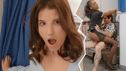 Dark-Haired is surprised, but stewardess glad to porked