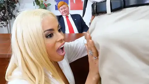 Big-Jugged Latina is in the office in an HARDCORE parody