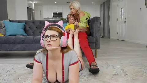 The platinum-blonde MILF is screwed by a BIG BLACK COCK in the kitchen